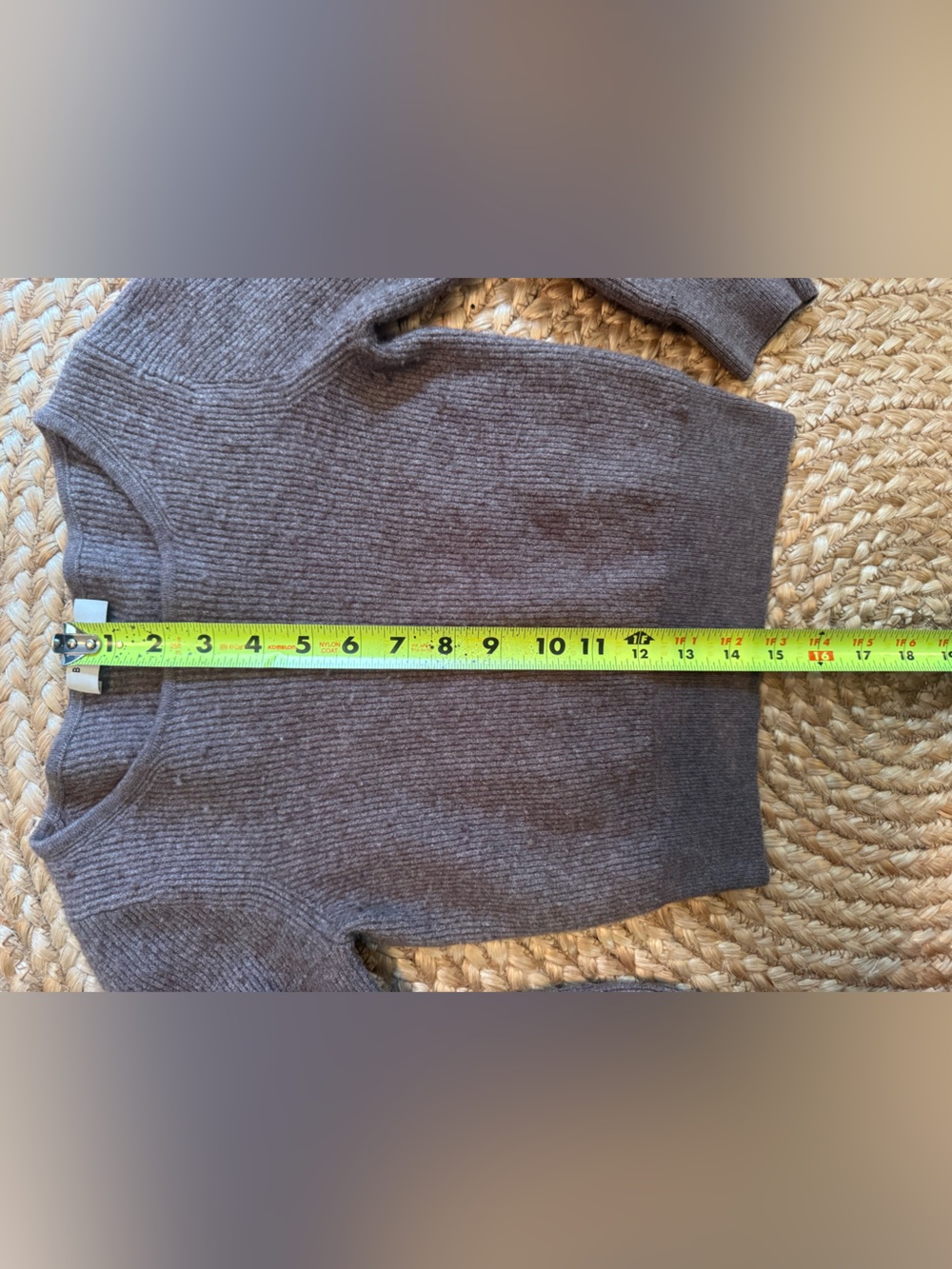 Babaton Taupe Ribbed Cropped Balloon Sleeve Sweater Size S - Picture 7 of 7